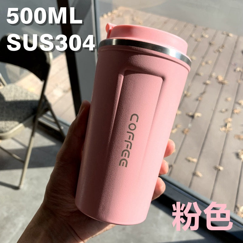 Double-Wall Insulated Stainless Steel Coffee Cup — Smart Display Thermos for Home, Office & Car