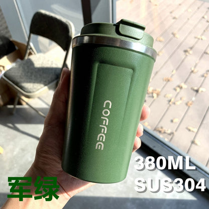 Double-Wall Insulated Stainless Steel Coffee Cup — Smart Display Thermos for Home, Office & Car