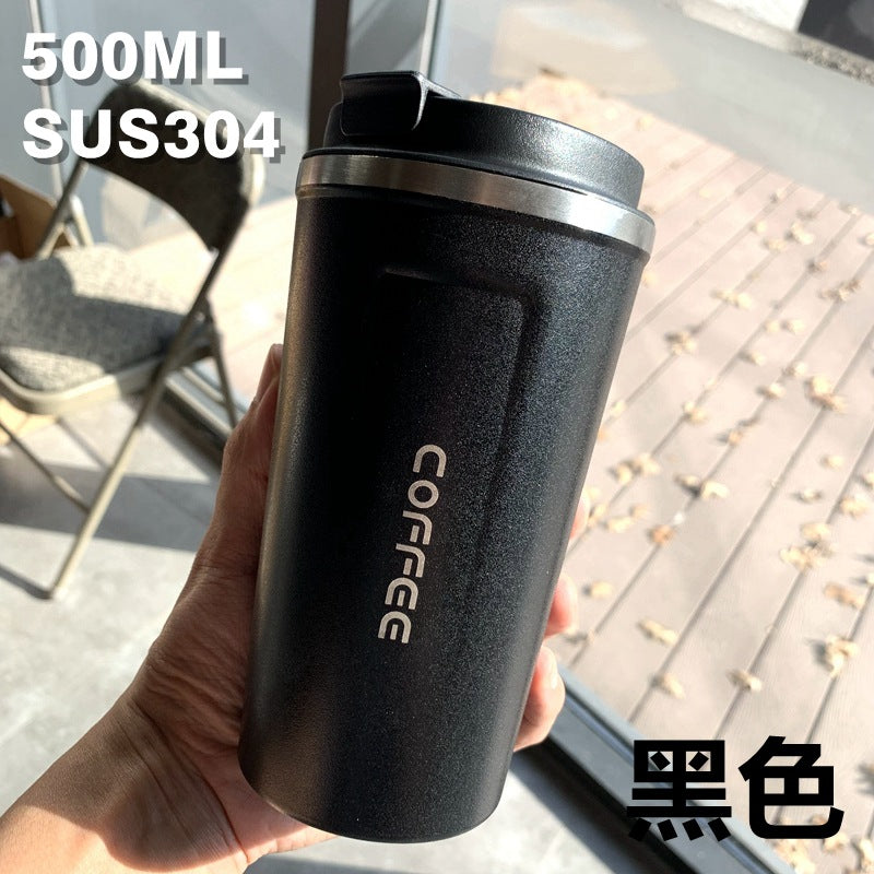 Double-Wall Insulated Stainless Steel Coffee Cup — Smart Display Thermos for Home, Office & Car