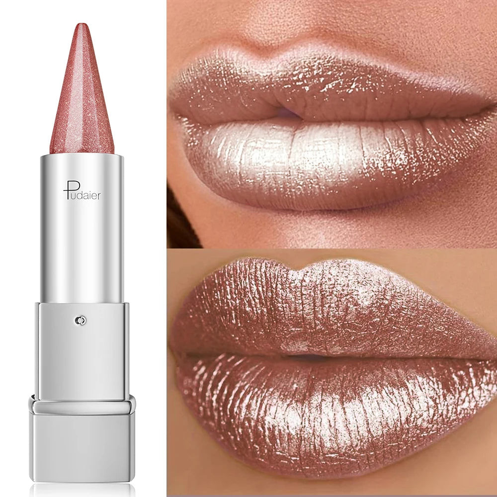 Pearl Shimmer Lipstick – 6 Metallic High-Shine Shades
