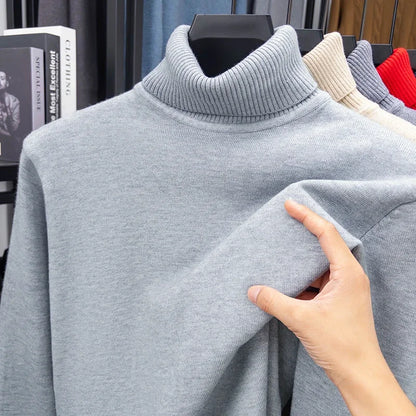 Men's Slim Fit Knitted Turtleneck Sweater — Anti-Pilling Long Sleeve Pullover