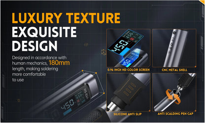 FNIRSI HS-02 Portable Soldering Iron — 100W PD, Adjustable 100-450°C Temperature & Fast Heating