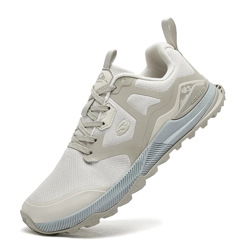 HOBIBEAR Unisex Hiking Sneakers — Lace-Up Outdoor Walking Shoes with Artificial Leather Upper