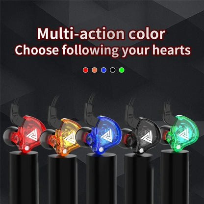 QKZ AK6 In-Ear HIFI Earphones — 6 Dynamic Drivers, Stereo Bass Subwoofer Monitor Earbuds with Mic