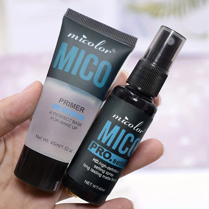 Makeup Primer & Setting Spray Set — Invisible Pore Color Rendering Base & Long-Lasting Finishing Spray