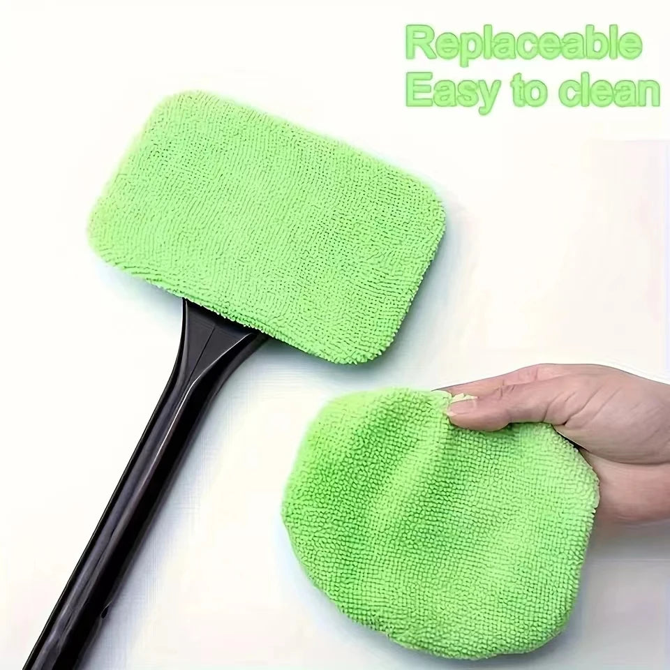 Car Window Cleaner Brush Kit — Long Handle Windshield Cleaning Tool & Interior Auto Glass Wiper