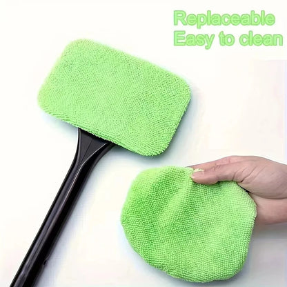 Car Window Cleaner Brush Kit — Long Handle Windshield Cleaning Tool & Interior Auto Glass Wiper