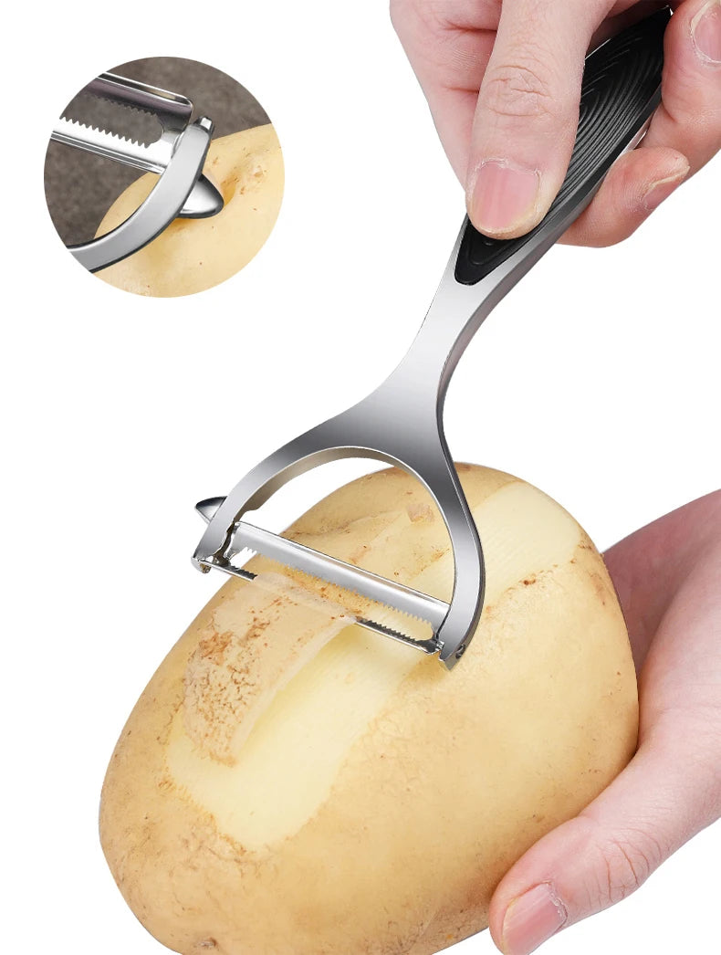 Stainless Steel Multi-Function Vegetable & Fruit Peeler — Carrot Grater & Kitchen Peeling Tool