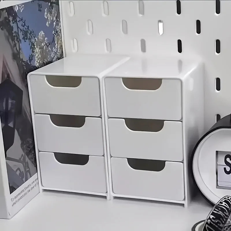 3-Tier Desk Organizer with Storage Drawers — Portable Partition Box for Stationery, Jewelry & Cosmetics