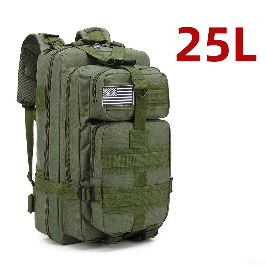 25L/50L Tactical Hiking Backpack — Waterproof Nylon Rucksack for Camping, Trekking, Fishing & Hunting