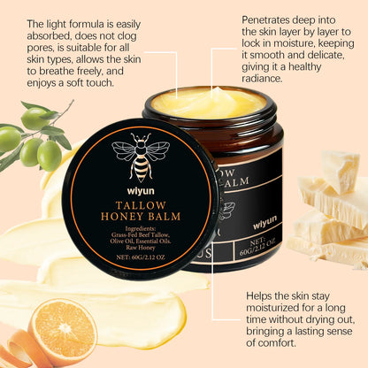 Tallow Honey Glow Cream — Hydrating Face & Body Moisturizer for Firming & Brightening