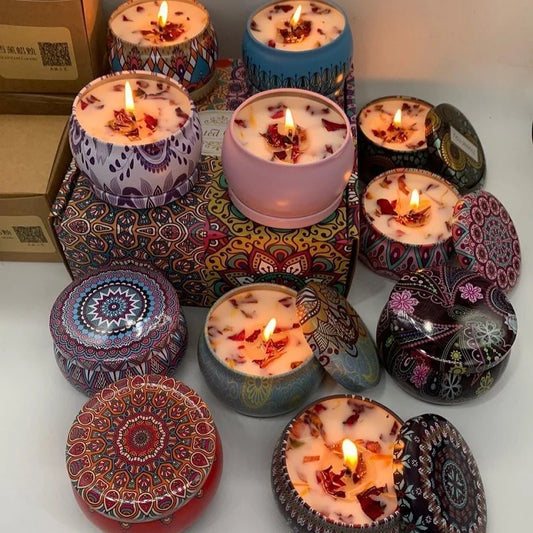 Vintage Soy Wax Scented Candle Jars — Floral Fragrance for Wedding, Birthday & Home Decoration