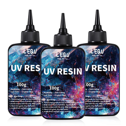 Crystal Clear DIY UV Resin — Hard UV-Curable Epoxy Resin for Crafts & Jewelry Making (100g / 300g / 500g)