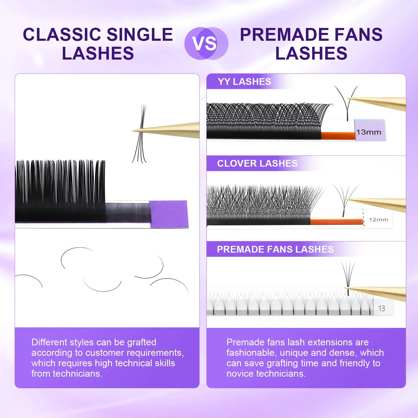NAGARAKU 16-Row Classic Individual Eyelash Extensions — Matte Black Professional Soft Natural Lashes