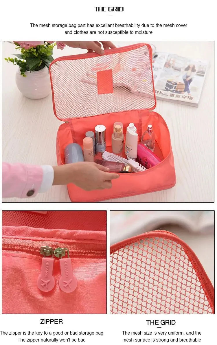 6-Piece Travel Storage Bag Set — Large Capacity Waterproof Luggage & Clothing Organizer with Zipper