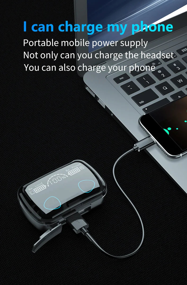 M10 Wireless Earbuds with Built-In Power Bank — High Quality Sound, Sports & Gaming Bluetooth Headphones