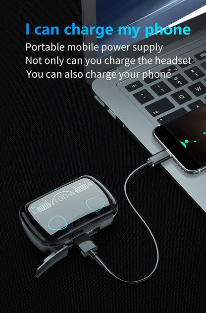 M10 Wireless Earbuds with Built-In Power Bank — High Quality Sound, Sports & Gaming Bluetooth Headphones