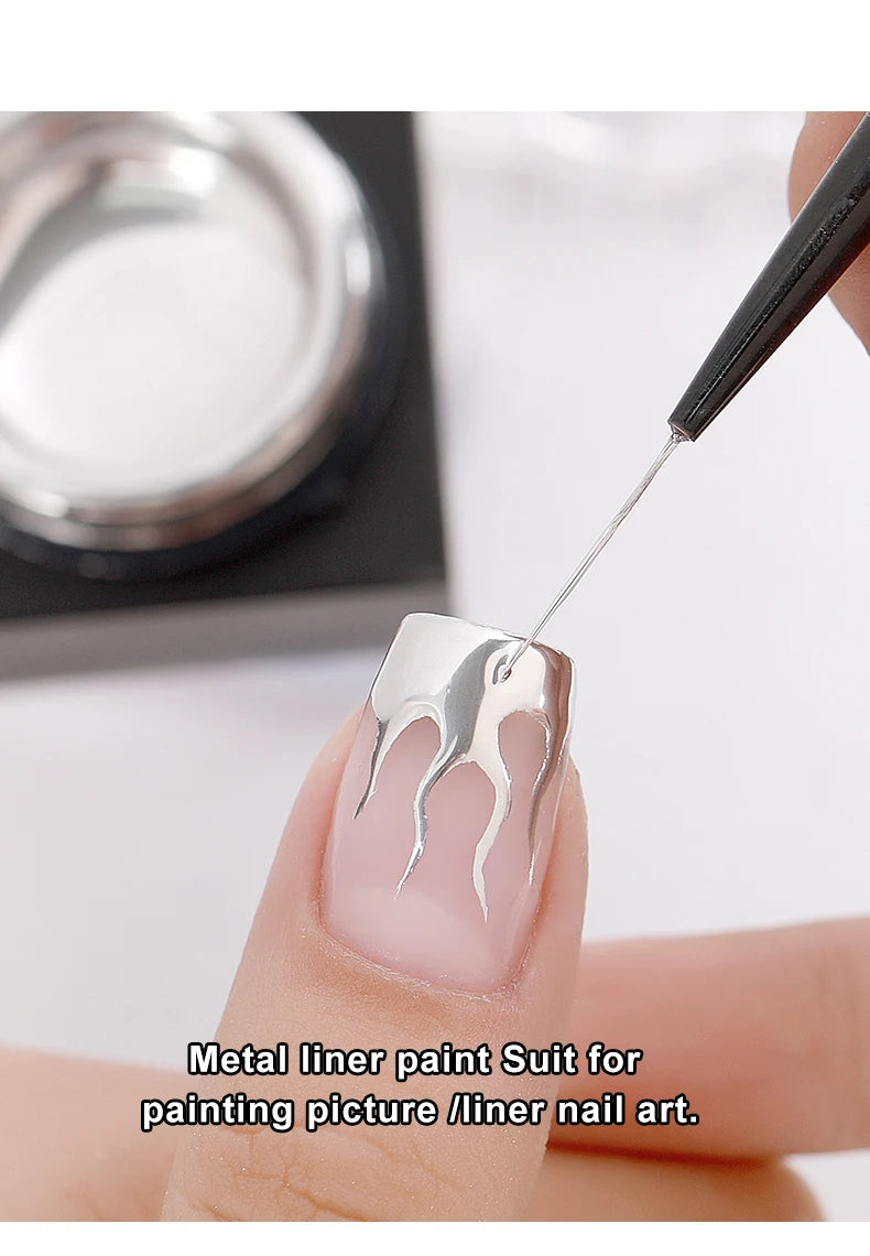 Silver Mirror Nail Liner Gel Polish — Metallic, Semi-Permanent, 5ml
