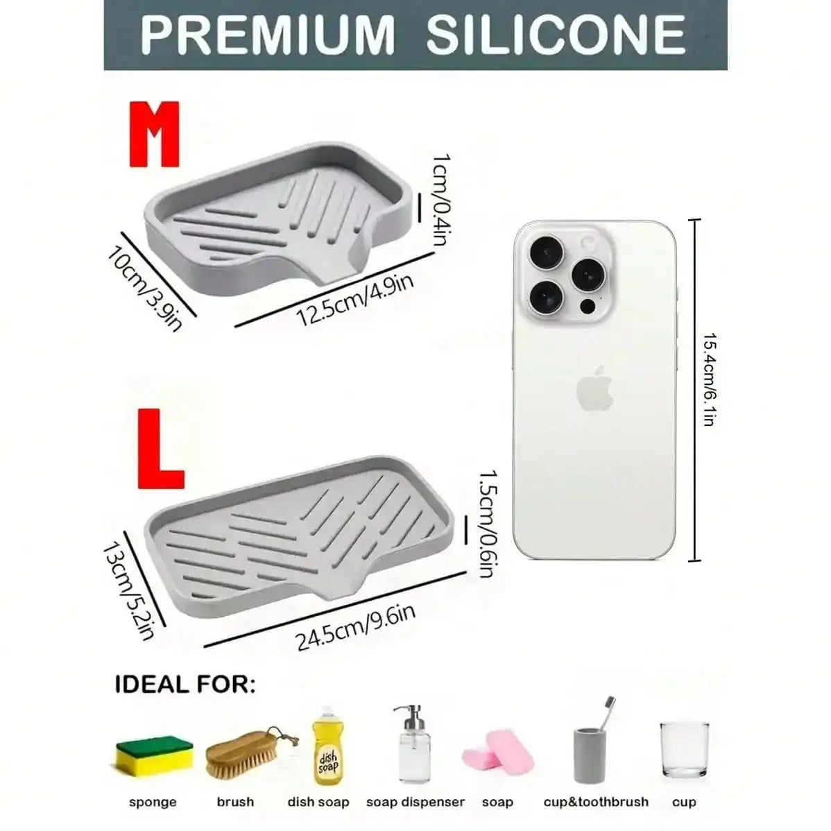 Silicone Sink Storage Tray — Drain Design Sponge & Soap Holder for Kitchen