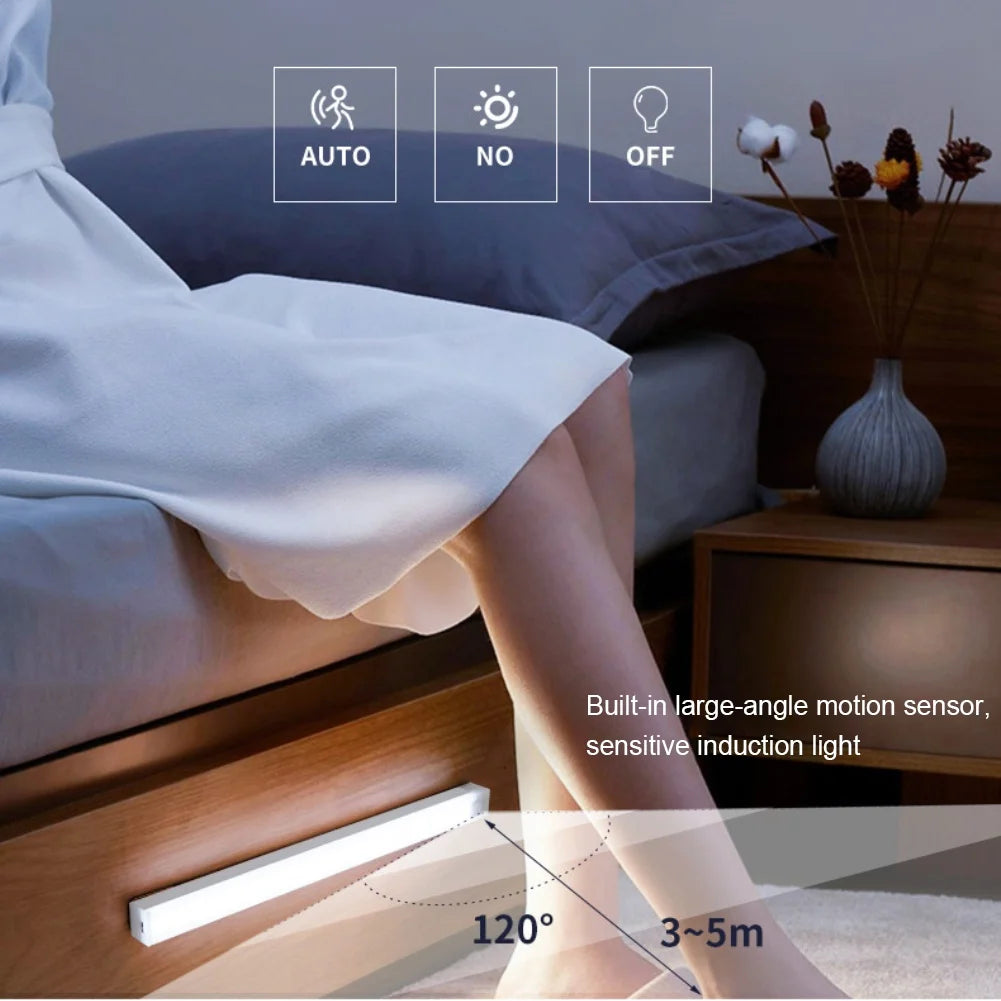 LED Motion Sensor Cabinet Light — USB Type-C Rechargeable Wireless Night Light for Kitchen, Wardrobe & Stairs