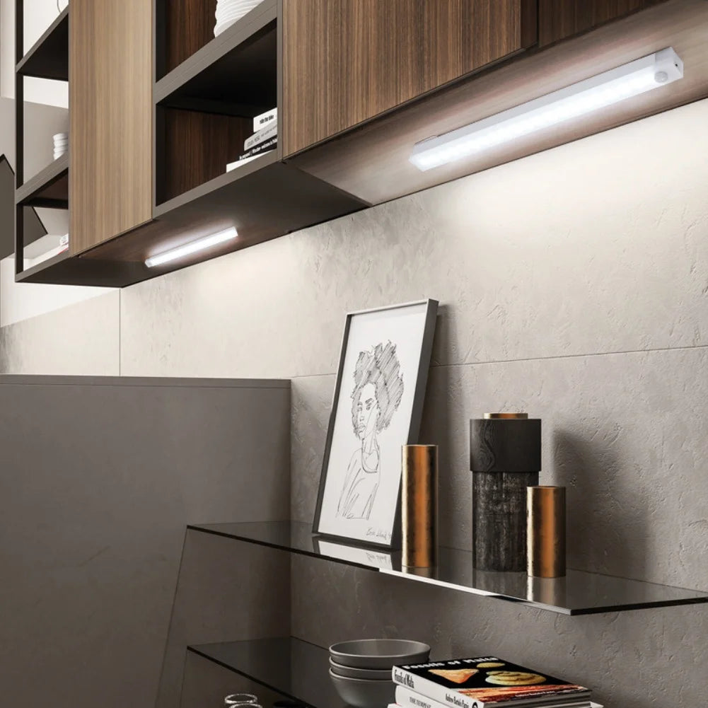 LED Motion Sensor Cabinet Light — USB Type-C Rechargeable Wireless Night Light for Kitchen, Wardrobe & Stairs