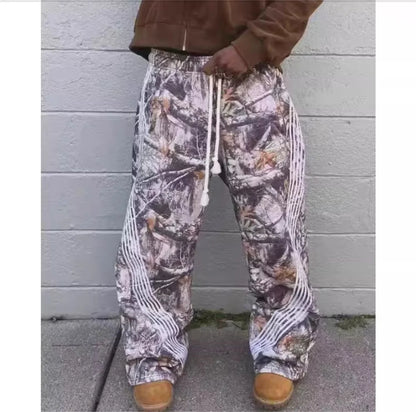 Camo Tactical Jogger Sweatpants — Y2K Embroidered Cargo Pants for Men & Women