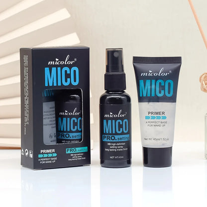 Makeup Primer & Setting Spray Set — Invisible Pore Color Rendering Base & Long-Lasting Finishing Spray