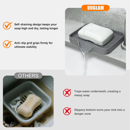 Silicone Sink Storage Tray — Drain Design Sponge & Soap Holder for Kitchen
