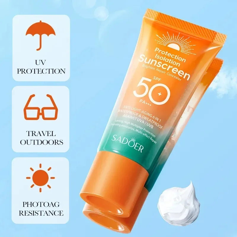 SPF50+ PA+++ Dual Tube Multi-Effect Facial Sunscreen — Brightening Solar Blocker