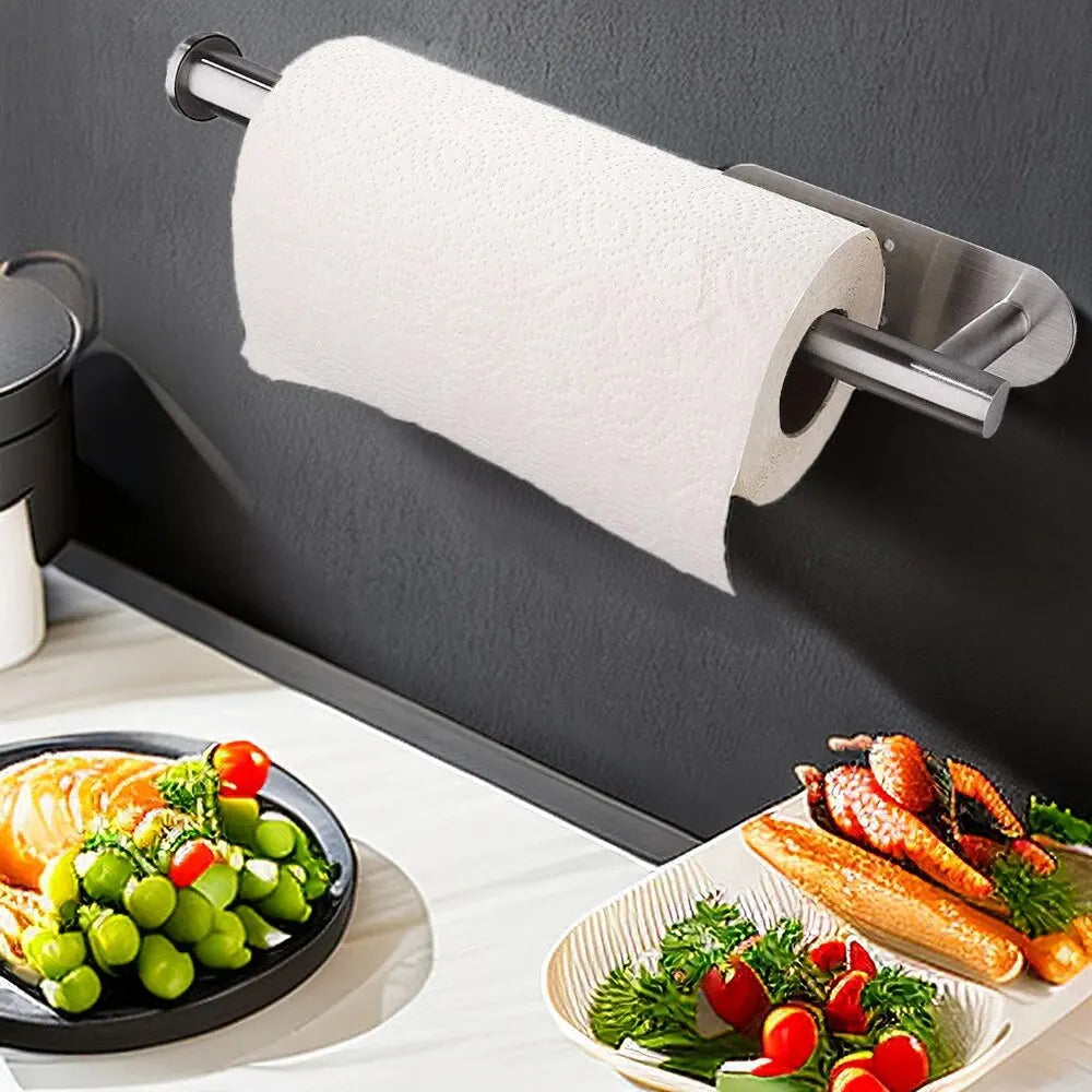 Stainless Steel Paper Towel Holder – Adhesive or Screw Mount