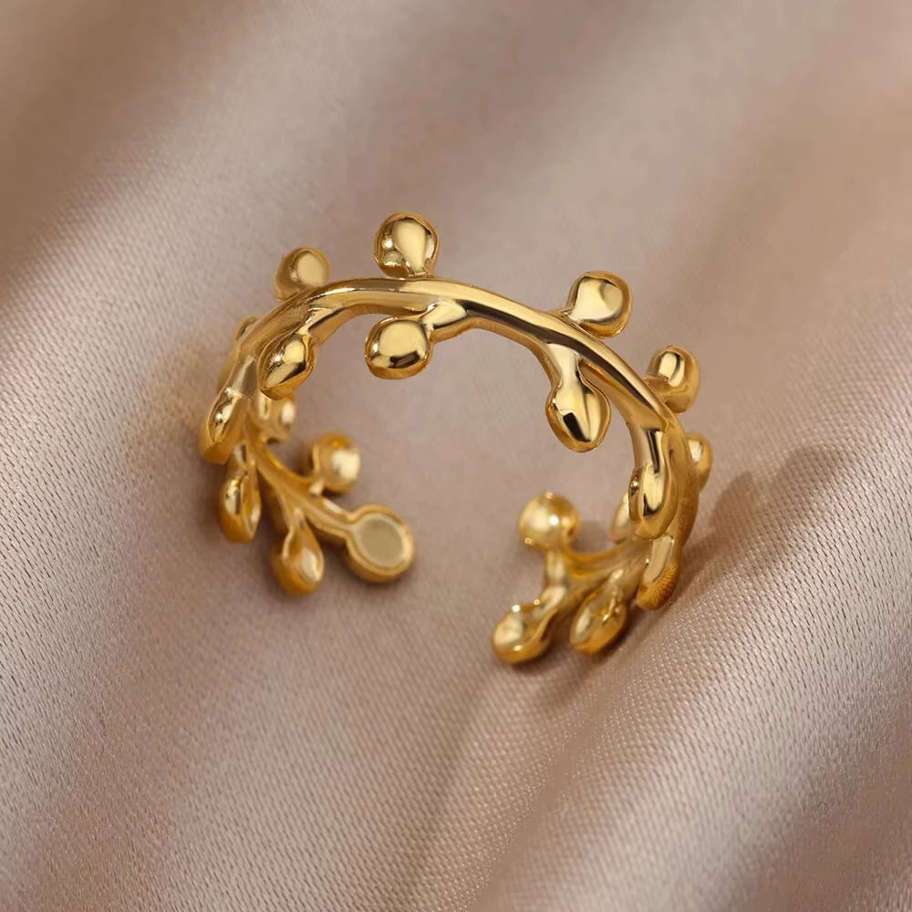 Adjustable 18K Gold-Plated Stainless Steel Zircon Ring – 30 Designs