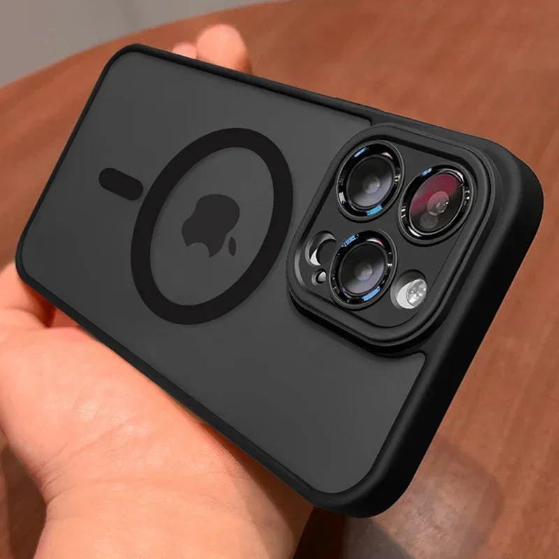 Magnetic Matte Translucent iPhone Case with Lens Protector — MagSafe Compatible, iPhone 11–17 Pro Max