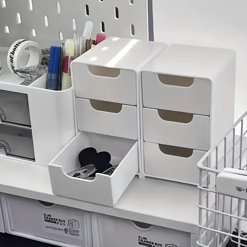 3-Tier Desk Organizer with Storage Drawers — Portable Partition Box for Stationery, Jewelry & Cosmetics