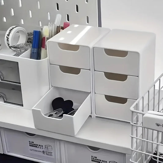 3-Tier Desk Organizer with Storage Drawers — Portable Partition Box for Stationery, Jewelry & Cosmetics