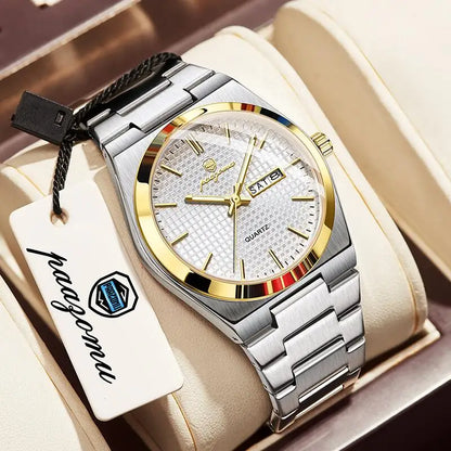 PAAZOMU Luxury Men's Chronograph Watch — Luminous Waterproof Quartz Watch with Date Display