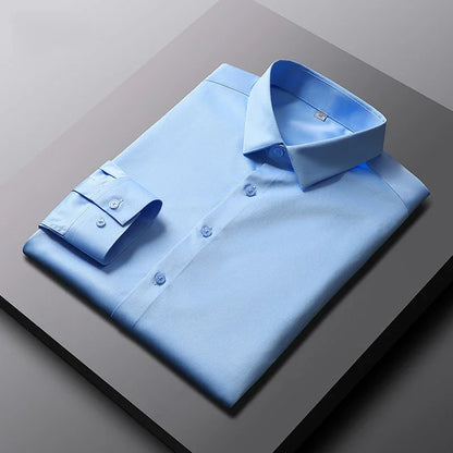 Men’s Solid Long-Sleeve Smart-Casual Shirt – M–4XL
