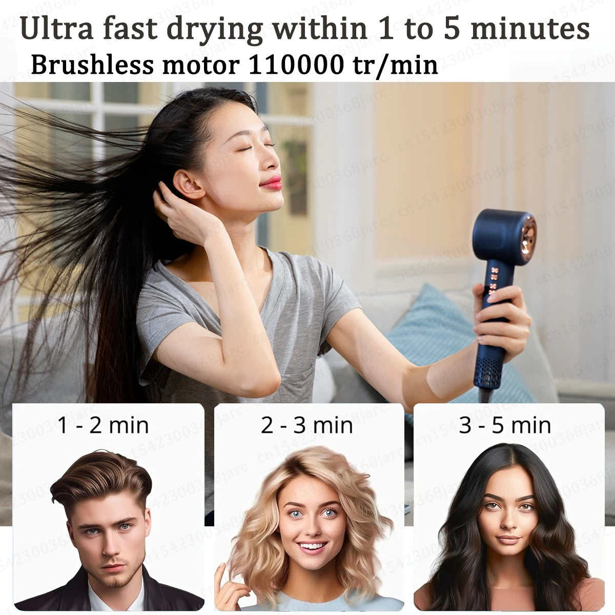 Super Leafless Negative Ion Hair Dryer — 220V Personal Hair Care & Styling Tool with Constant Anion Technology