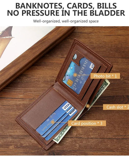 Men's Minimalist Soft Leather Short Wallet — Slim Foldable Bifold for Everyday Carry