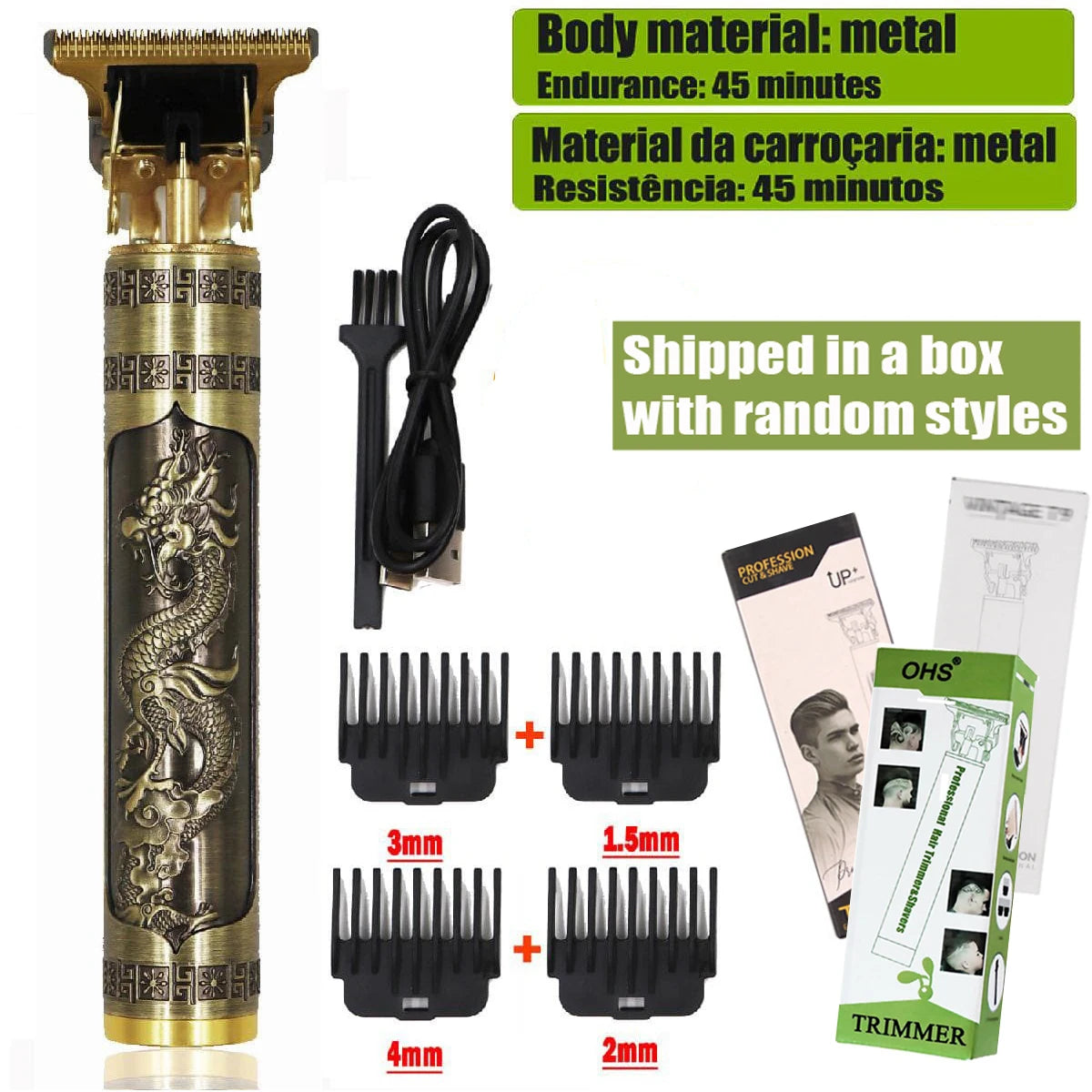Rechargeable T9 Detail Hair & Beard Trimmer – 12 Designs