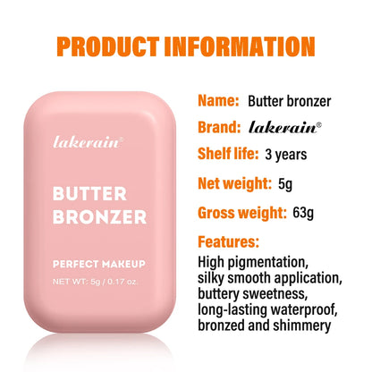 Lakerain Butter Bronzer Cream — Waterproof Shimmer Blush & Silky Monochrome Korean Face Cosmetic for Women