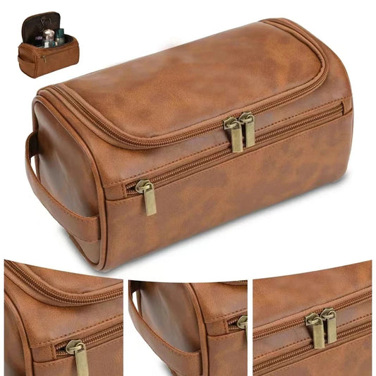 Leather Toiletry Bag — Hanging Dopp Kit for Men & Women