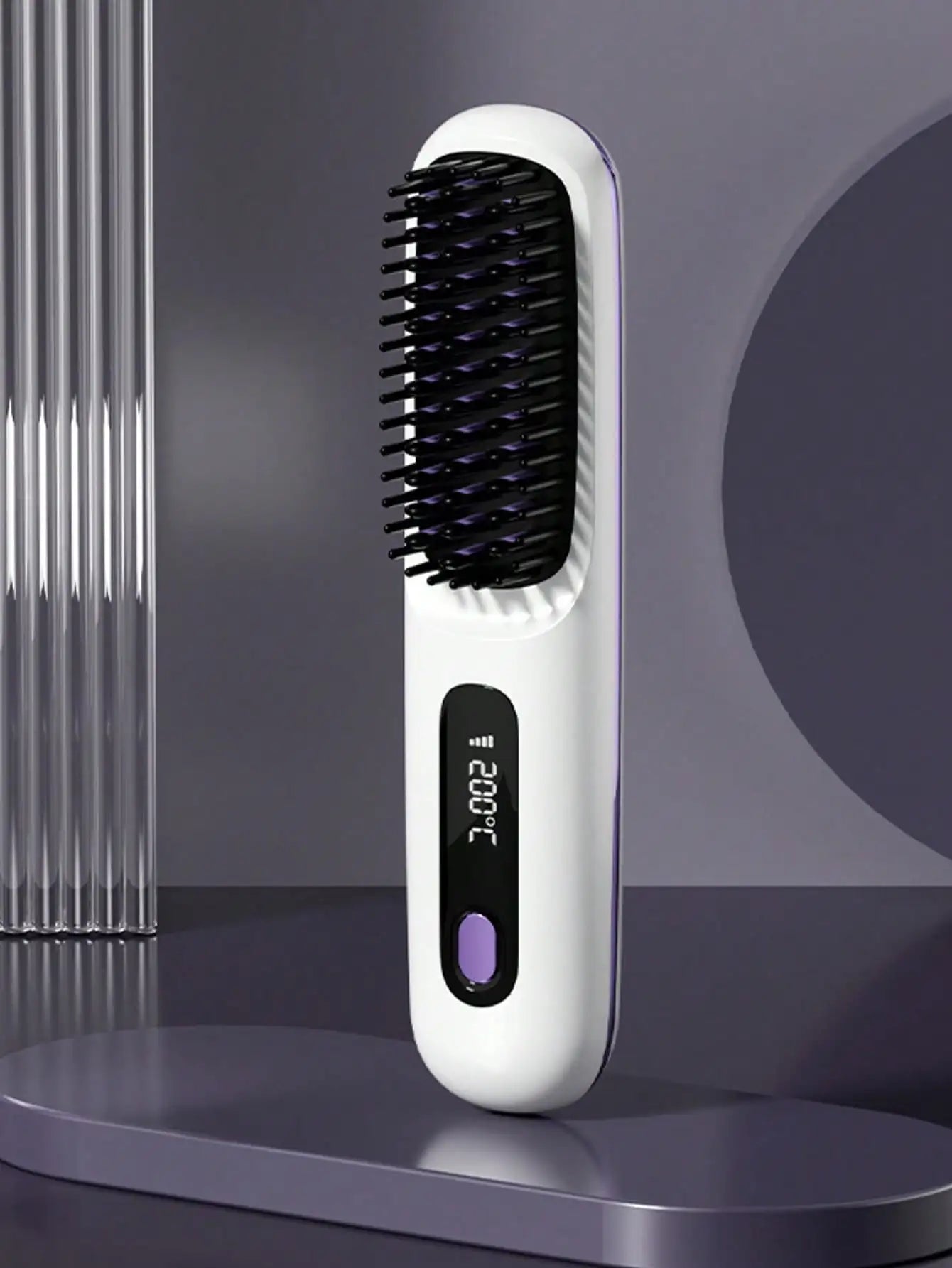 Women's Wireless Portable Hair Straightener Brush — USB Rechargeable Negative Ion Smoothing Tool with Anti-Scald Design