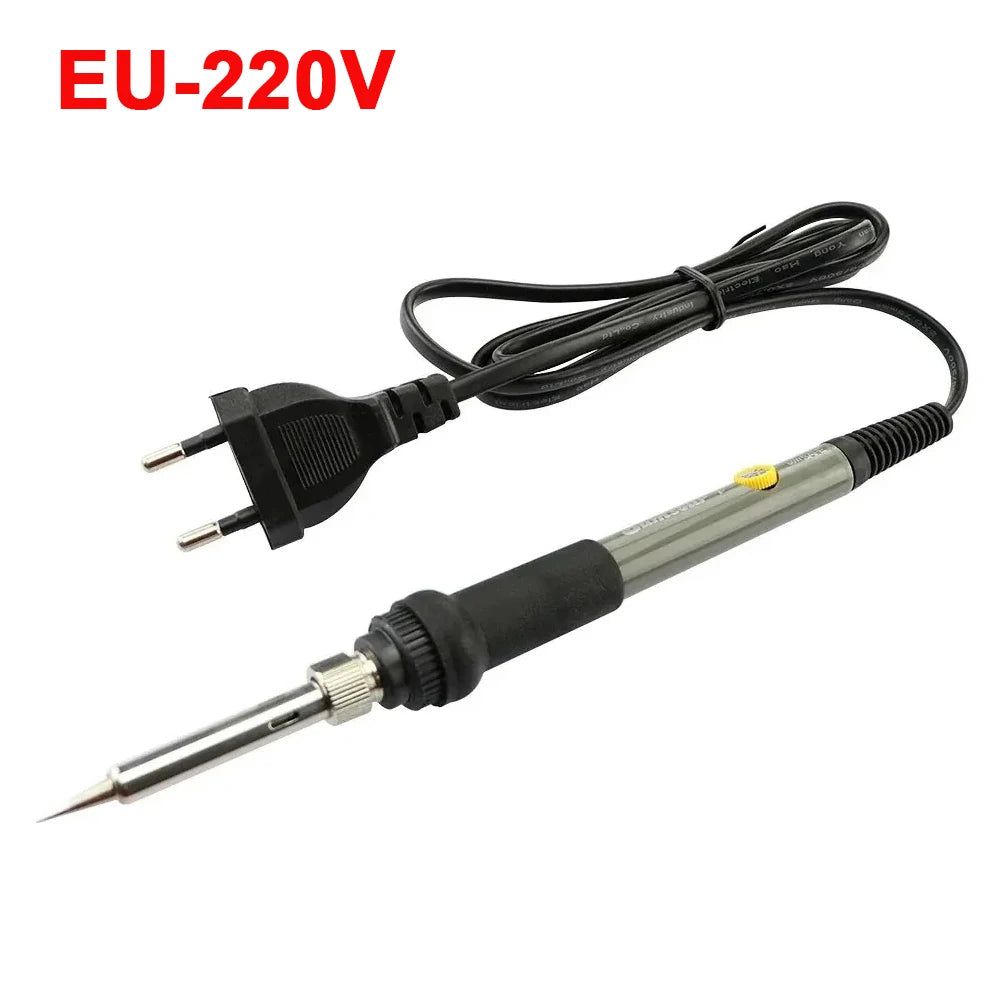 60W Adjustable Temperature Electric Soldering Iron — EU Plug Welding Rework Station & DIY Repair Tool
