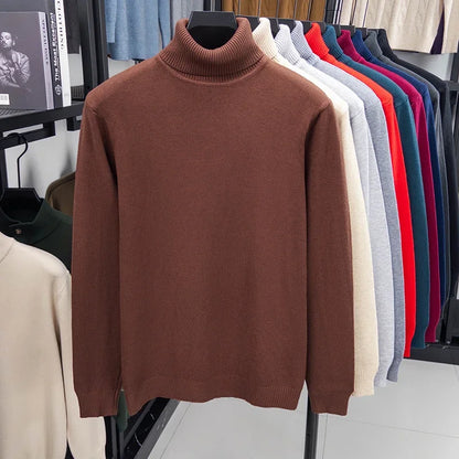 Men's Slim Fit Knitted Turtleneck Sweater — Anti-Pilling Long Sleeve Pullover