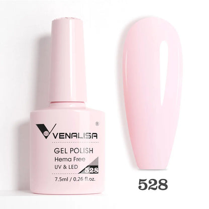 Venalisa HEMA-Free Glitter Gel Nail Polish — Full Coverage UV LED Soak-Off, Jelly Pink & Nude
