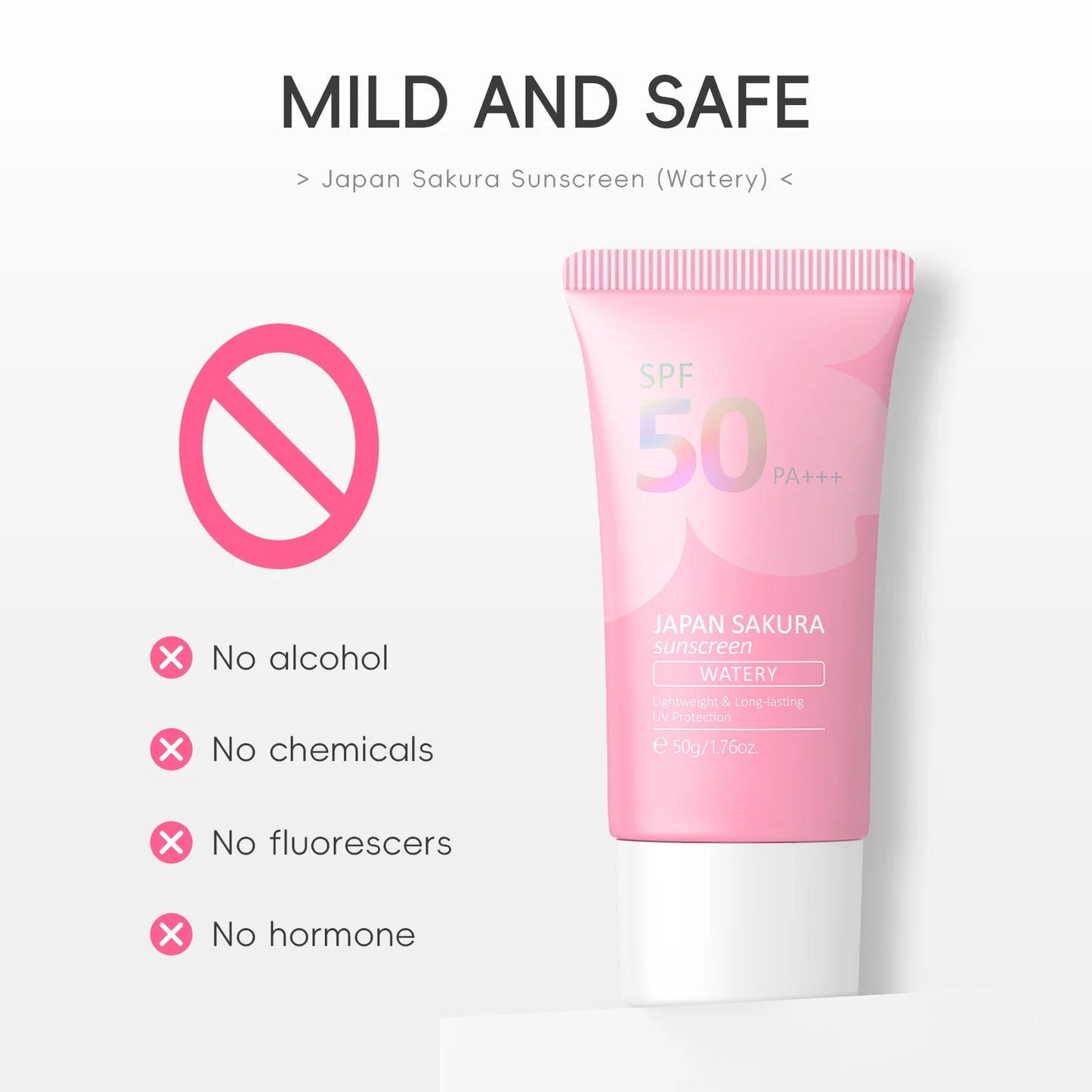 Laikou Sakura Moisturizing Sunscreen SPF50 — Gel Isolation Lotion, 50g