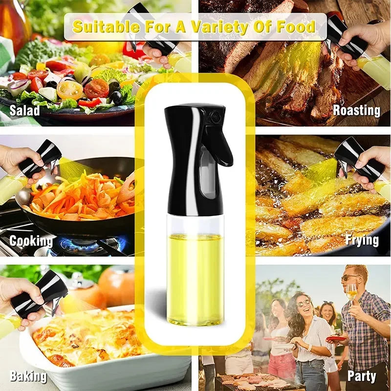 Kitchen Oil Spray Bottle — 200/300/500ml Mist Sprayer & Oil Brush for Cooking, BBQ & Baking