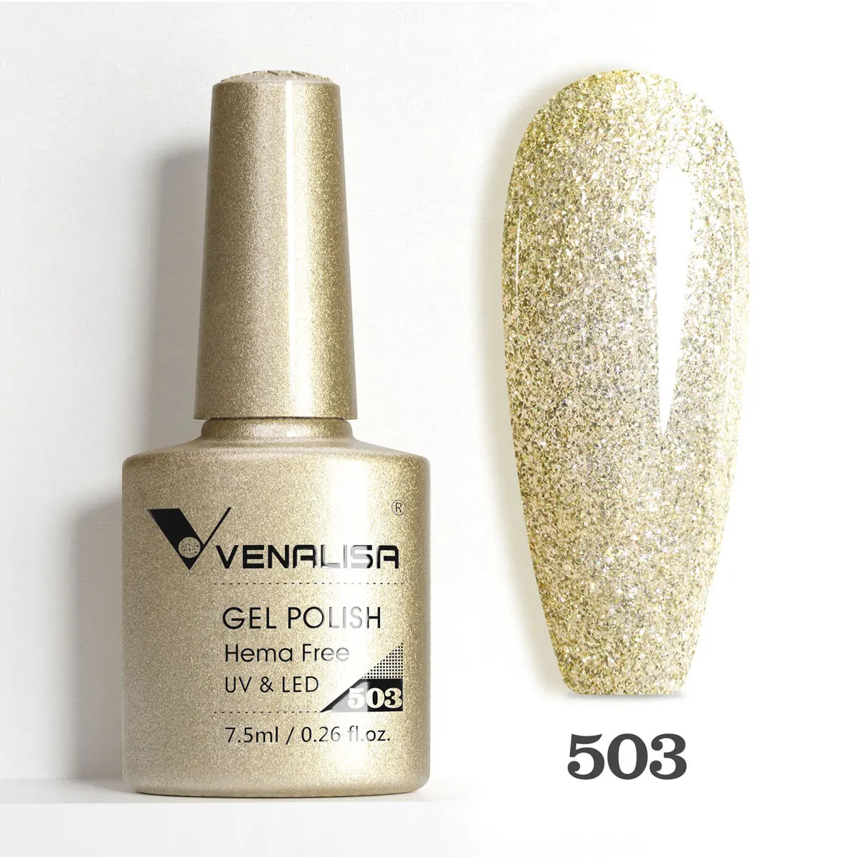 Venalisa HEMA-Free Glitter Gel Nail Polish — Full Coverage UV LED Soak-Off, Jelly Pink & Nude