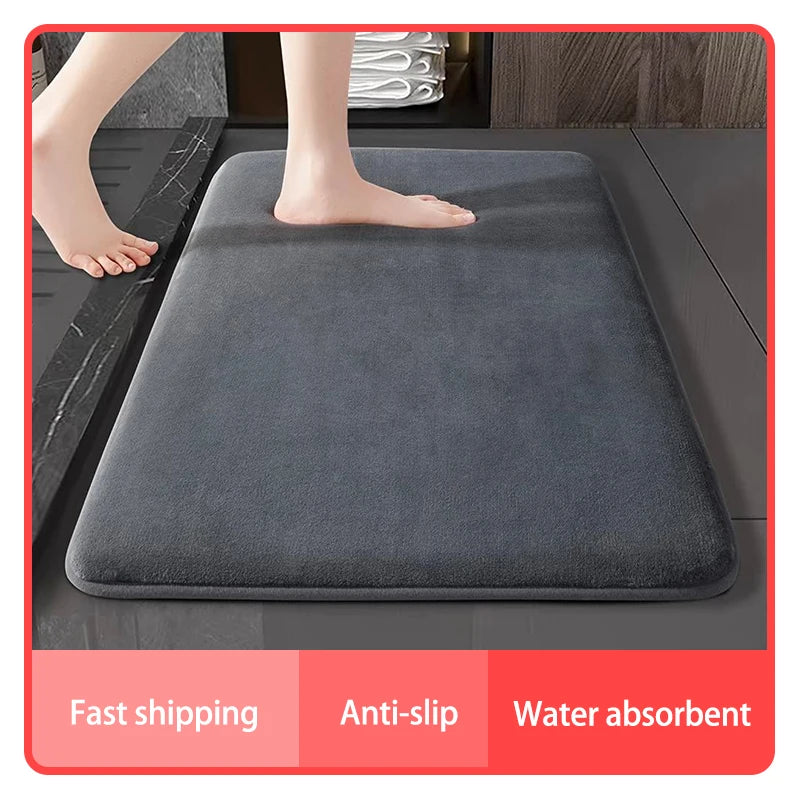 Absorbent Suede-Feel Bathroom Floor Mat – 6 Sizes