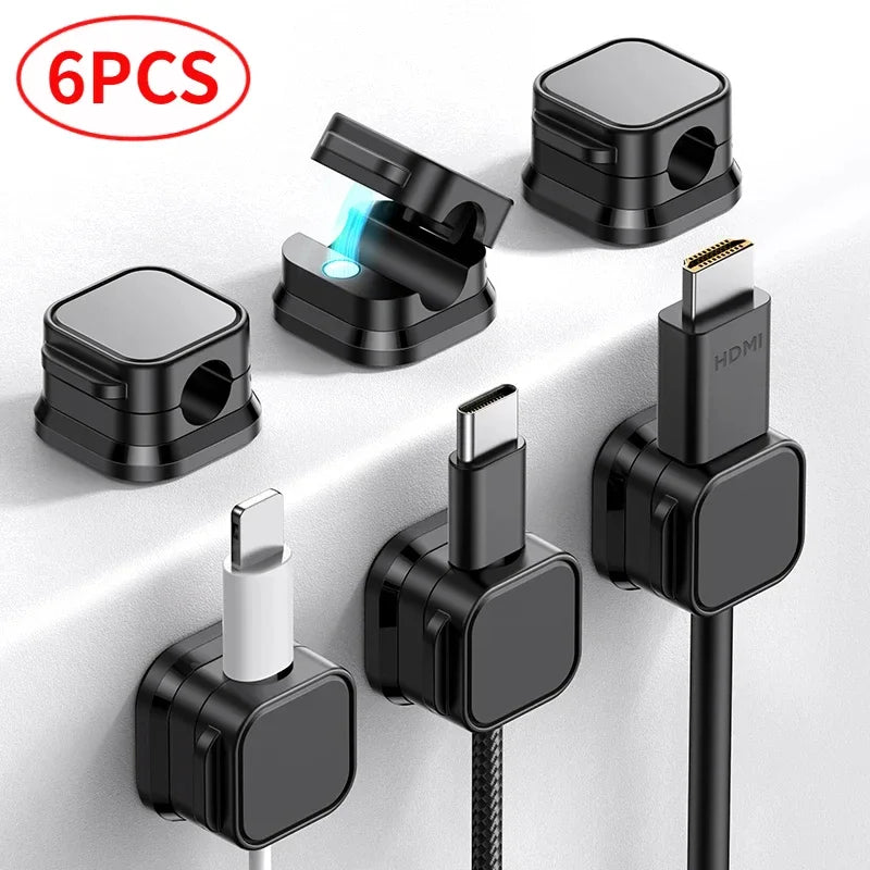 Magnetic Cable Clips — Adjustable Under-Desk Cord Holder & Cable Management Organizer (3-12 Pack)